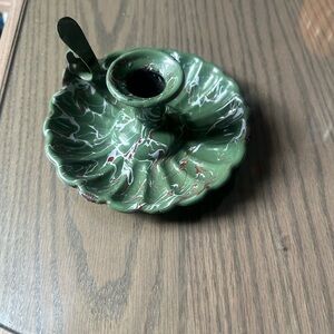 Vintage emerald swirled Candle Holder